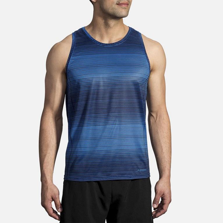 Brooks GHOST Running Tank Top Mens Sale - Blue (SCV094537)